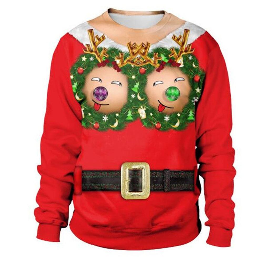 Funny Christmas Sweater Men Women Pullover Xmas Sweatshirt Ugly Graphic Y2k Sweatshirts for Holiday Party Loose Men's Clothing