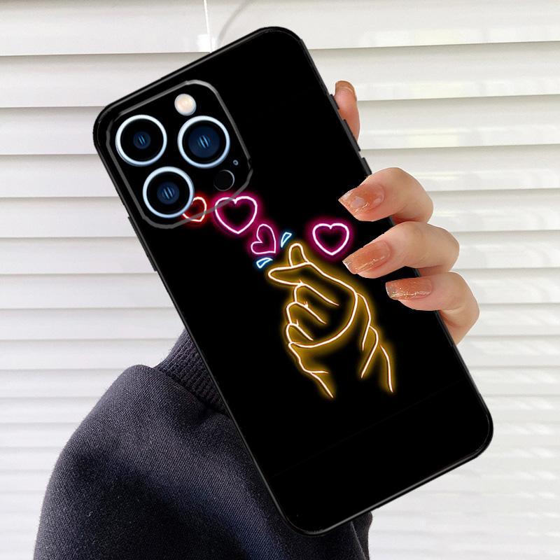 Hand Holding Moon Finger Heart Phone Case For iPhone 16 14 13 12 11 15 17 Pro Max mini 15 16 Plus 16e 17 Air Cover Fundas