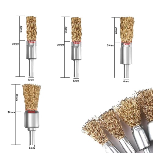 UOPR 8-Piece Wire Brush Pen Set, Stainless Steel Wire Brush Set, Abrasive Brush for DIY Work, Electric Drills, Round Shank, Copper Wire, Rust Removal,