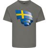 Gekräuselte Schwedische Flagge Schwedentag Fußball Unisex Leichtes Baumwoll-T-Shirt