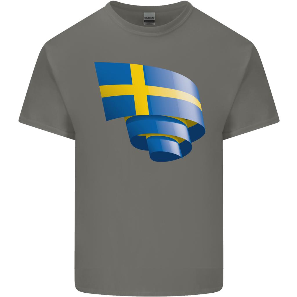 Gekräuselte Schwedische Flagge Schwedentag Fußball Unisex Leichtes Baumwoll-T-Shirt
