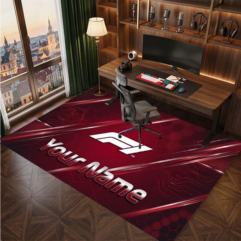 F1 Personalized Crystal Velvet Carpet, Customized Name Text Soft Anti‑Slip Rug for Living Room Bedroom