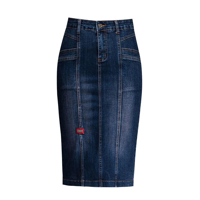 

Женская весенне-осенняя повседневная джинсовая юбка с высокой талией, джинсовая юбка трапециевидной формы из джинсовой ткани 3XL