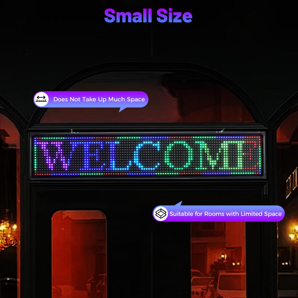 7-Color LED Advertising Sign Board, 40x8 Inch USB/Computer Controlled Digital Display with Flashing Mode for Store Restaurant Ba