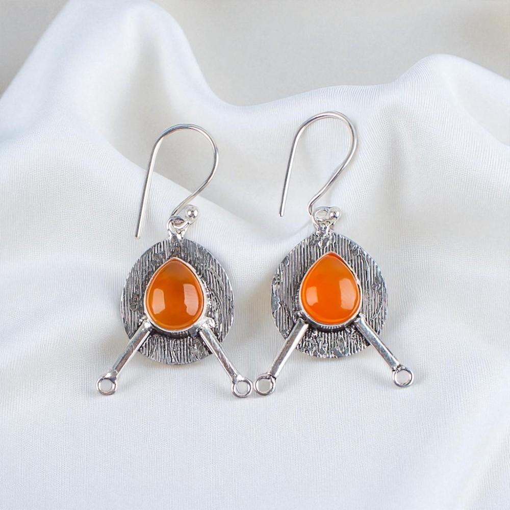 

Natural Carnelian Gemstone 925 Sterling Silver Jewelry Handmade Earrings 1.86 EE-78-26