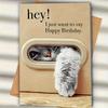 1pc Unique Cat Peeking Through Door Window Birthday Card - "Hey! I Just Want To Say Happy Birthday" Humorous Greeting Card