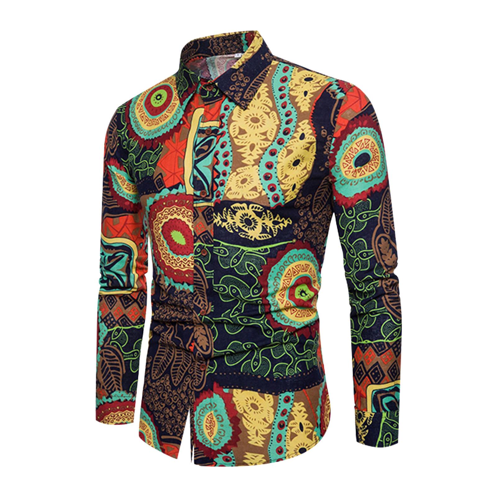 

Осенняя рубашка с длинным рукавом с принтом, модная мужская повседневная рубашка с лацканами XXXL оранжевый