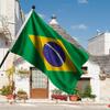 Brazil Flag 60.96X91.44cm/91.44X152.4cm/41.15X60.96cm High Quality Polyester National Banner - Vivid Brazilian Flag with Grommets, Green Background Ye