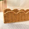 Rectangular Plastic Basket Decorative Rattan Weave Pattern Functional Storage For Home Decoration Practical Container