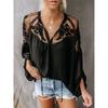 2019 Summer Women Blouse Casual Lady V Neck Lace Blouse Tops