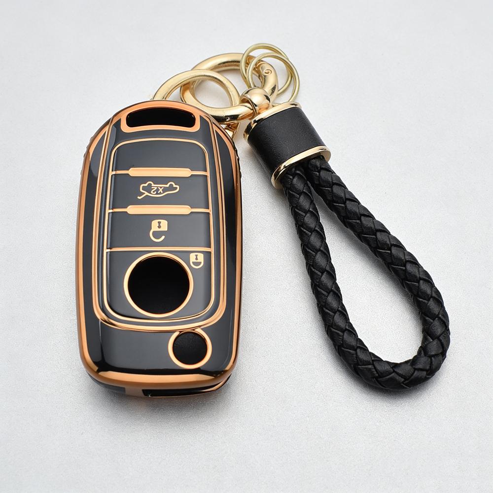 3 Buttons TPU Flip Car Key Case Cover Fob with Keychain for FIAT Tipo Toro Nuovo Freedom 500X Doblo Argo Grazie - Anti-Scratch