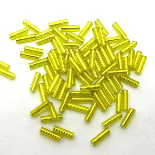 

Кольоровий трубчастий бісер Стеклярус Виготовлення нового вибору ювелірних виробів Скло чеське 2*6mm жовтий