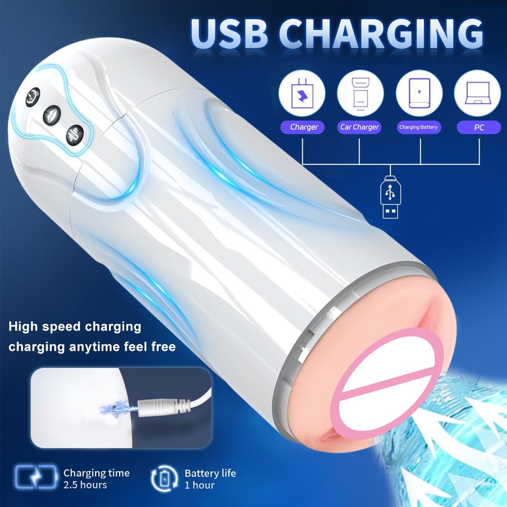 Cupă de Masturbare Vibratoare cu Aspirație Automată Gât Adânc Realist Oral Vagin Blowjob Adult pentru Bărbați Consumabile pentru Masturbare