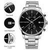 PINDOWS Stainless Chronograph Quartz Watch with Automatic Date Function Men's Watch, Fashionable, Minimalist, Business, Durable, Steel, Waterproof,