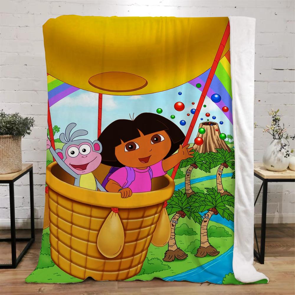 Dora the Explorer Cotton Blanket for Sofa Decoration Luxury Blankets King Size Bed Throw Home Interior Beach Towel Knitted Plaid