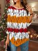 Women's Loose Round Neck Three Quarter Sleeve Tee 3D Geometry Pattern