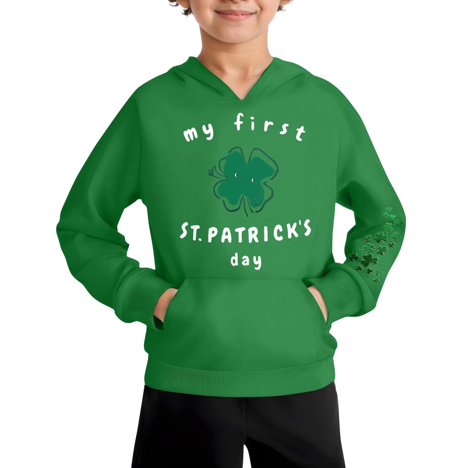 

Повседневная модная толстовка с длинным рукавом и капюшоном с карманом для мальчиков 90 зелёный