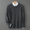 Men's 100% Australian Wool Round Neck Sweater - Skin-Friendly Business Casual Knitwear for Autumn/Winter.