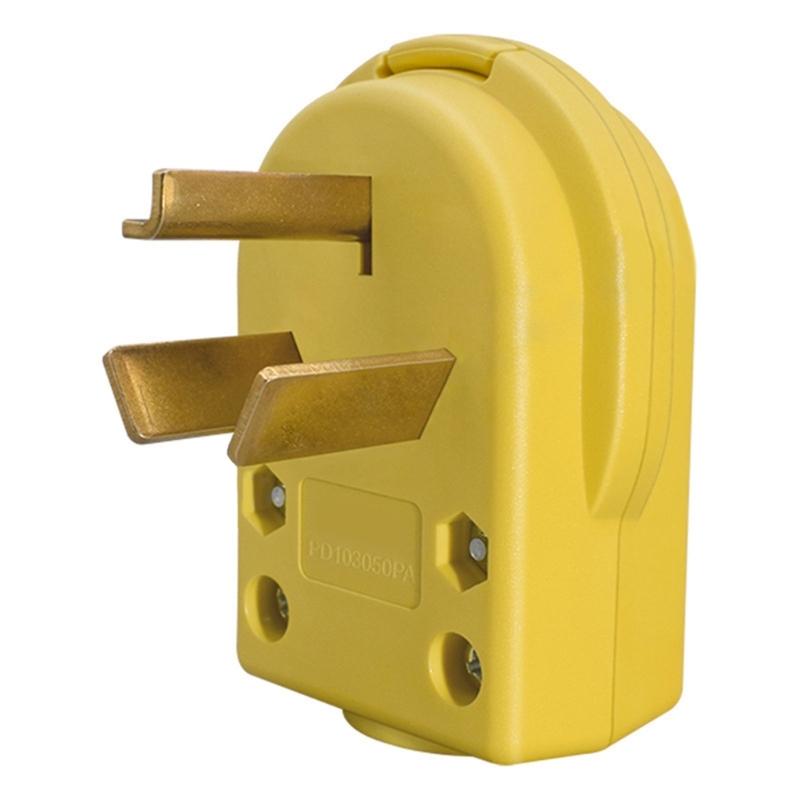 Промышленная вилка питания NEMA 10 30P, 30 Ампер, Коррозионностойкая, PD1030PA, Конструкция из PA66 для суровых условий жёлтый