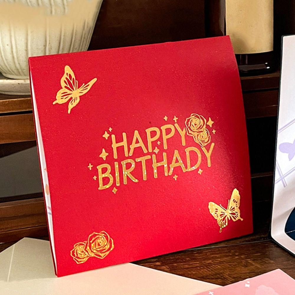 Folding Pop Up Birthday Card with Envelope Creative Gift Card Birthday Message Card  Birthday Party