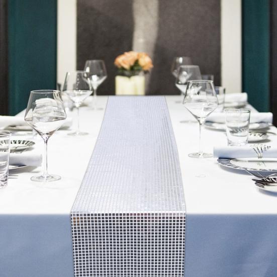 Disco Party Table Runner Mirror Silver Color Foil Glitter Table Cover