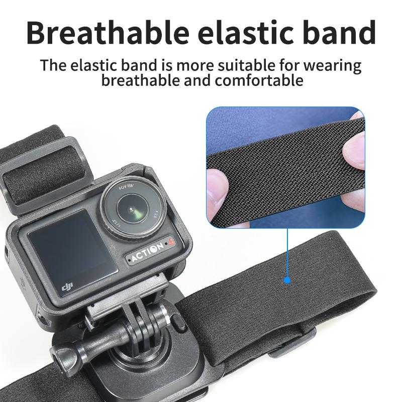 For Action Camera Headband Three-strip Glue Fixed Headband Gopro DJI Quick-release 360-degree Anti-slip Headband