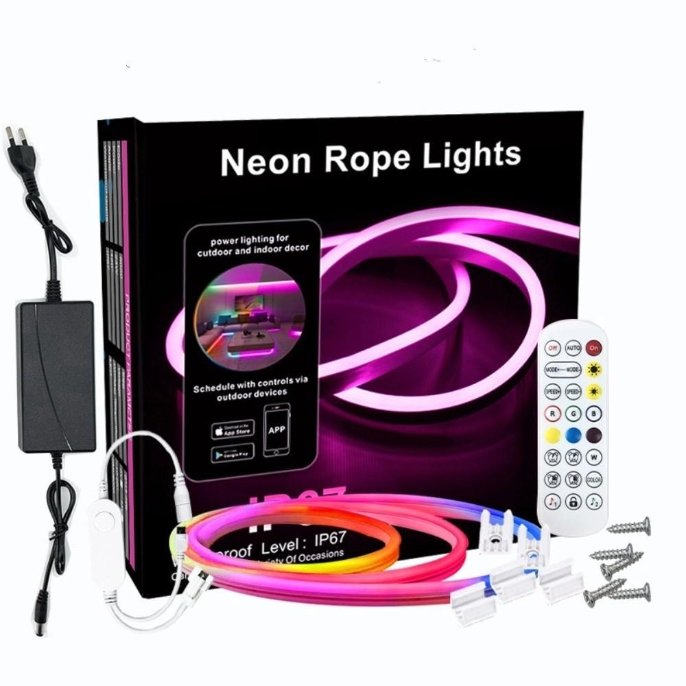 

With Bluetooth RGB LED Neon Rope Lights Waterproof Neon Strip Led Light Neon Rope Lights 5M