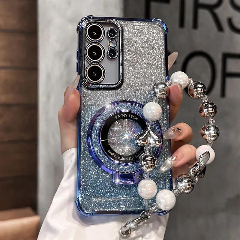 

Shockproof Case for Samsung Galaxy S26 S25 FE S24 Plus S23 S22 Ultra A56 A36 A26 A17 A57 A37 Glitter Stand Holder Bracelet Cover S23 ultra