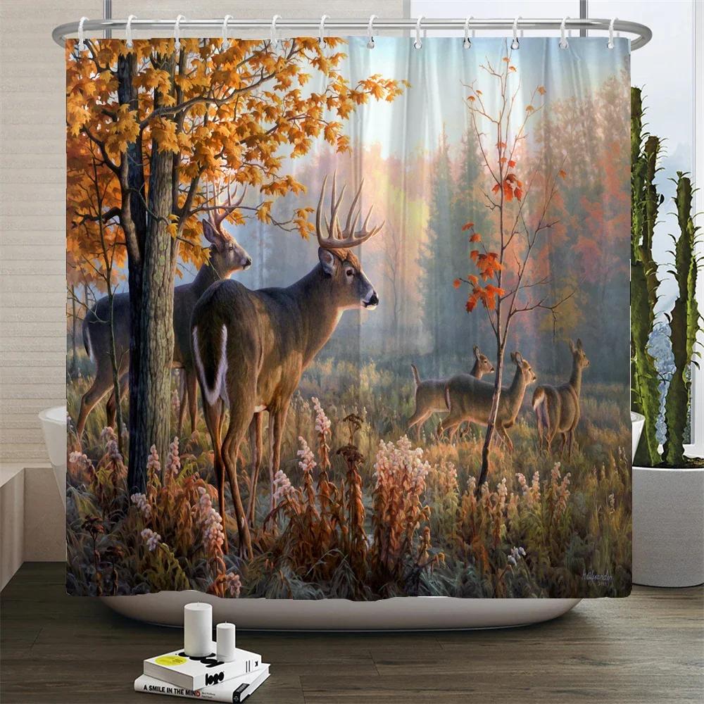 Animals Printed Lion, Tiger, Cat,Elephant,3D Bath Curtains Waterproof Polyester Cloth Washable Bathroom Shower Curtain With Hook