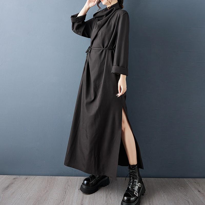 Langärmeliges Übergrößen-Baumwoll-Vintage-Neu in Kleider für Frauen Frühling Herbst lässiges lockeres Kleid