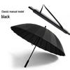 Windproof Double Canopy Umbrella with 24 Ribs and Long Handle