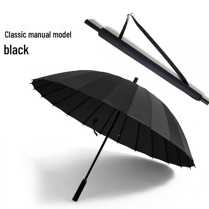 Windproof Double Canopy Umbrella with 24 Ribs and Long Handle