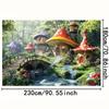 2D Magische Waldpilzhäuser mit Blumen und Wasserfall Fotokabinen Hintergrund