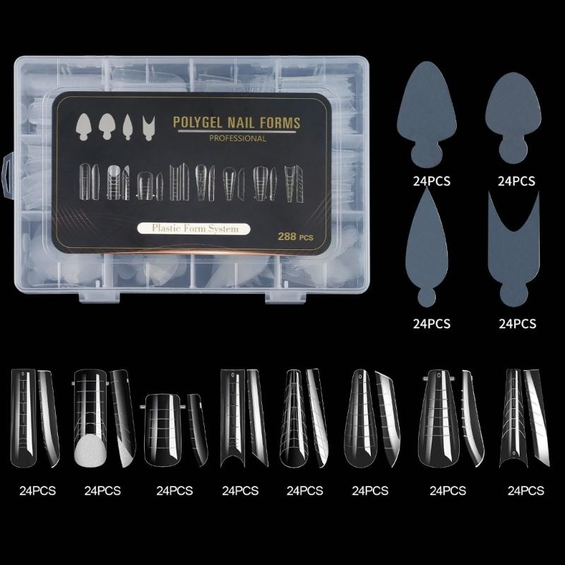 Duals Forms Acrylic Nail System UV Gel Nail Mold Full Cover Fasle Nail Tips Nail Form French Extension Tips Stickers