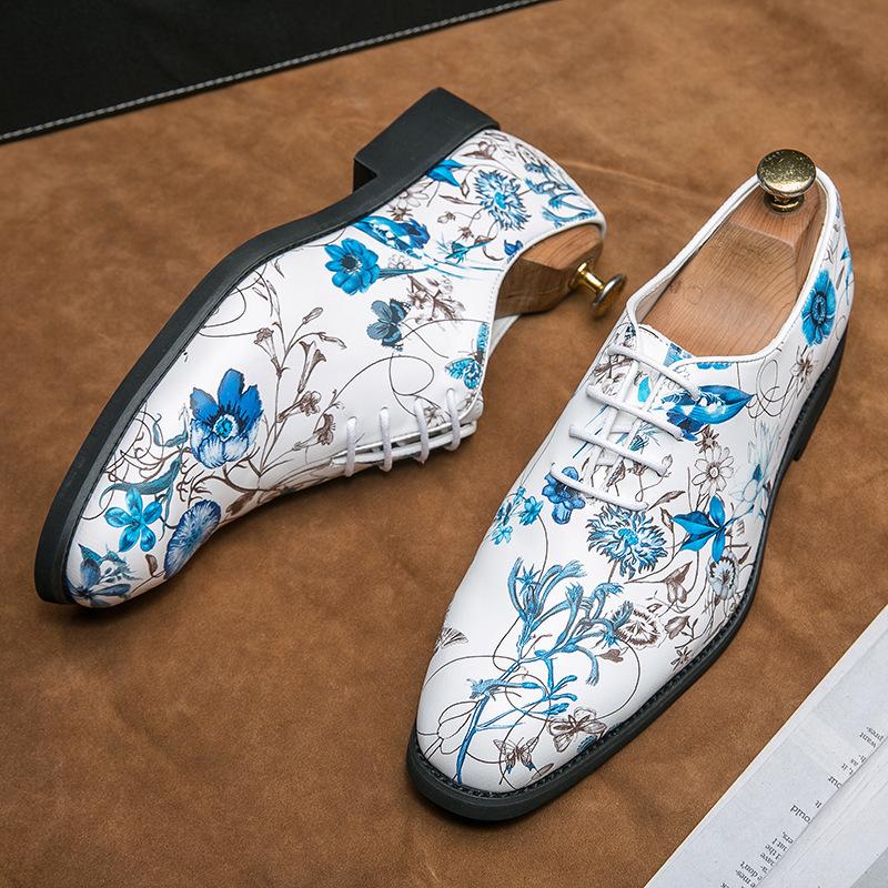 Pánské bílé kožené oxfordky - čínský styl, business casual, evropská a americká móda