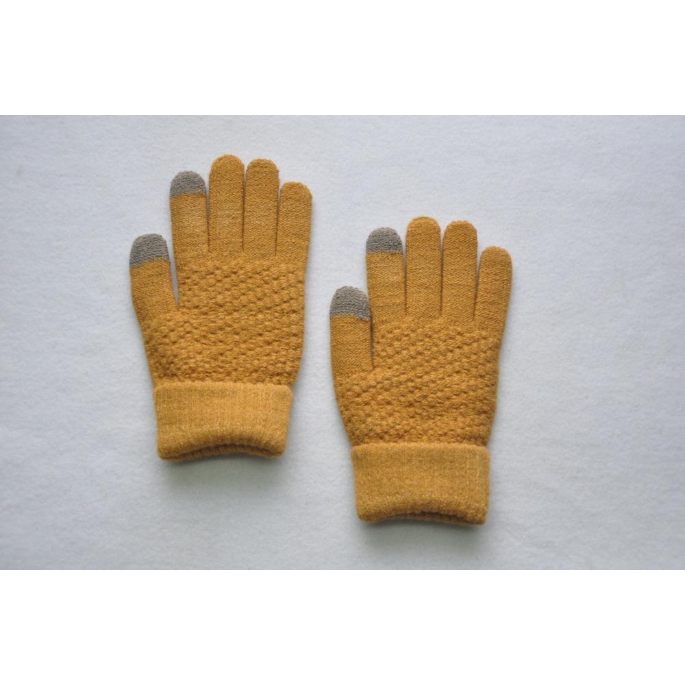 Adult men and women winter warm plush thickened wool gloves, pineapple pattern jacquard