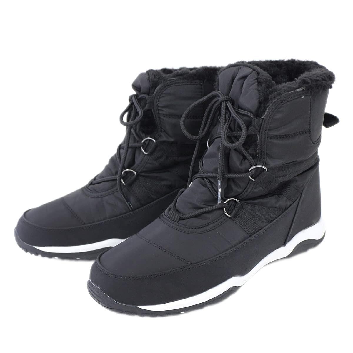 

[AmiAmi] Snow Boots, Winter Boots, Cold Weather Boots, Footwear, Black, Water-Repellent, Warm, Fur, Women s HT6753 (M (23.5cm-24.0cm), Black)