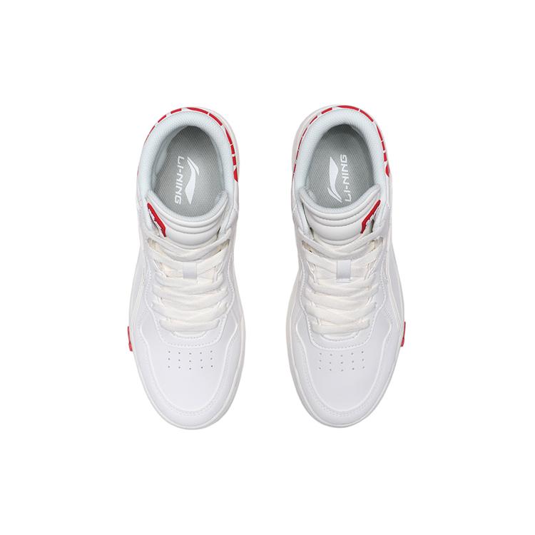 Li Ning Wave Coverage Thermal Slip Resistant Mid Top Skateboard Shoes Women's White Red AGCQ238-1