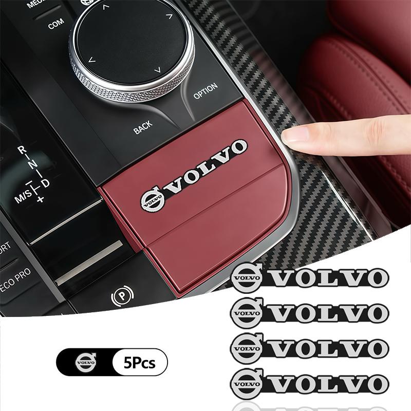 Bjh7 5Pcs 3D Aluminum Car Sticker Speaker Stereo Speaker Emblem Decorative For Volvo XC60 XC90 XC40 V60 V40 V50 S60 V70 S90 S80 V90