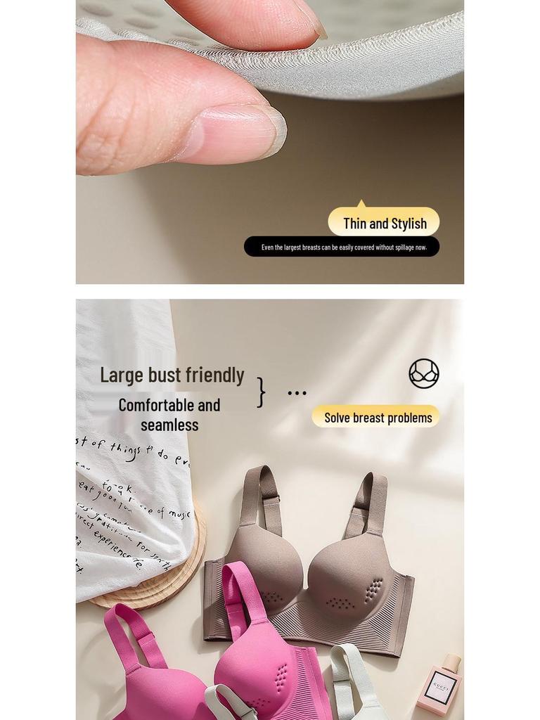Übergröße Nahtloser Lift & Support BH: Atmungsaktiv, Auslaufsicher, Seitenstütze, Dünnes Cup-Design für Frauen