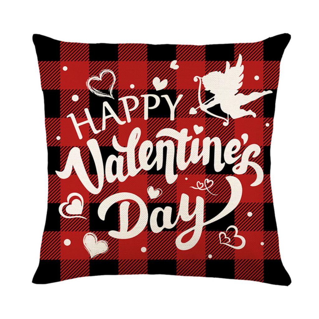 Pillowcase Valentine's Day Linen Print Sofa Decorative Cushion Cover