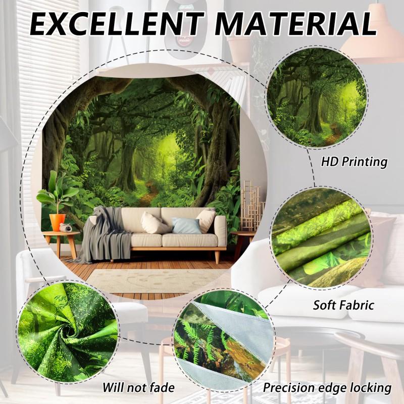 Tropical Rainforest Wall Tapestry Yoga Studio Bedroom Living Room Decor Green Jungle Scene Hanging Art Print