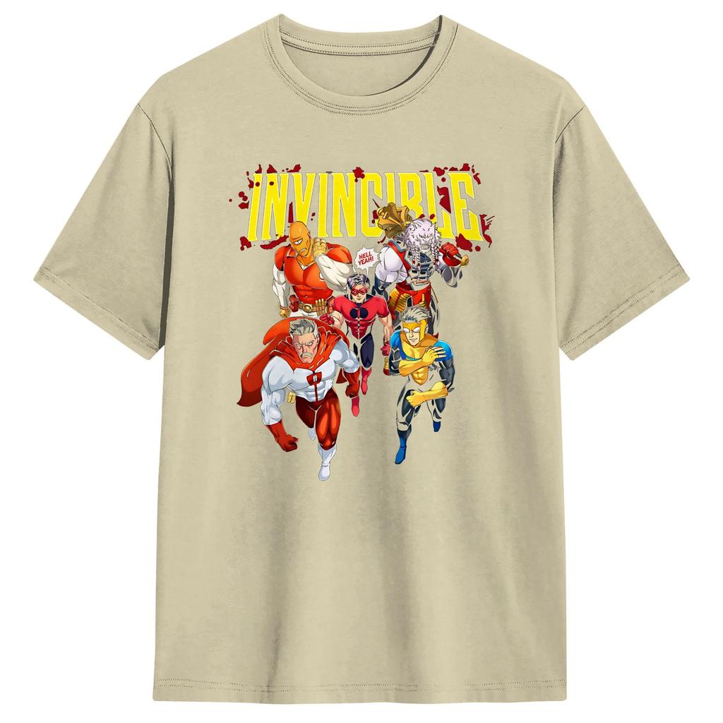Vintage T-Shirt Summer Invincible Comic Hip Hop T Shirts  Cotton Tee Shirt for Men Y2K Basic Short Sleeve Tops