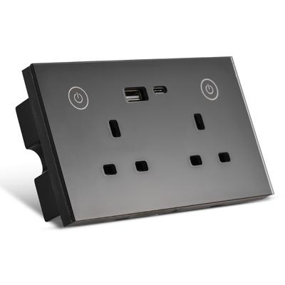 WiFi Touch Light Switch Smart Socket Flameproof Glass Panel Power Failure Memory APP and Voice