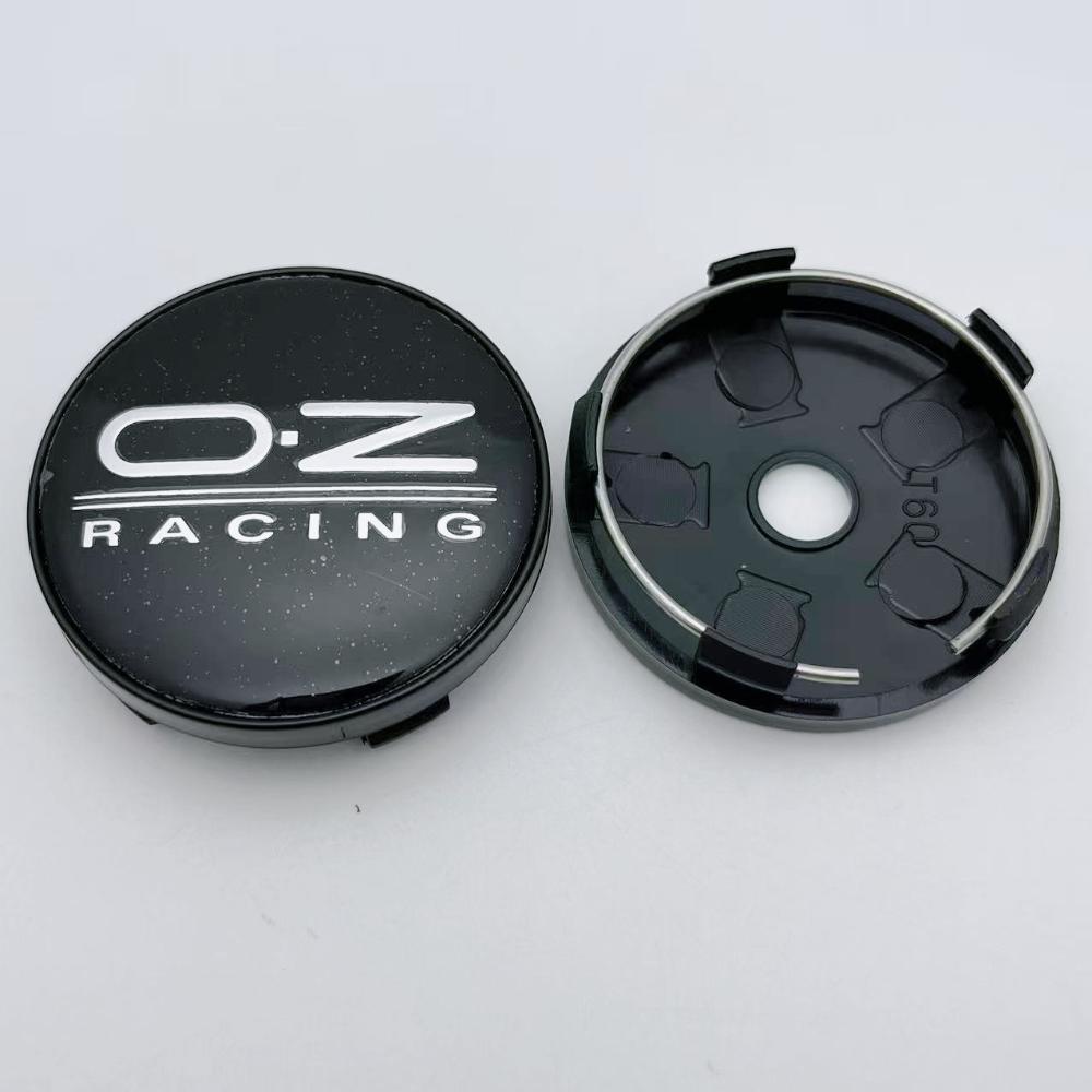 4pcs 60MM Car Wheel Center Caps With OZ O.Z Racing Logo Emblem Wheel Hubcaps Auto Rim Hub Cover Car Accessories Black/Silver OZ O.Z Racing Badge&4pcs Wheel Cap