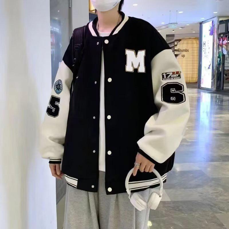 Men s Trendy Baseball Jacket - Korean Style Spring/Autumn 2025 Fashion M чёрный