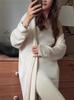 Women's Knit Maxi Dress 2 Piece Set Cotton Crochet Sleeveless Dress with Long Sleeve Cardigan Soft Breathable Vacation Outfit
