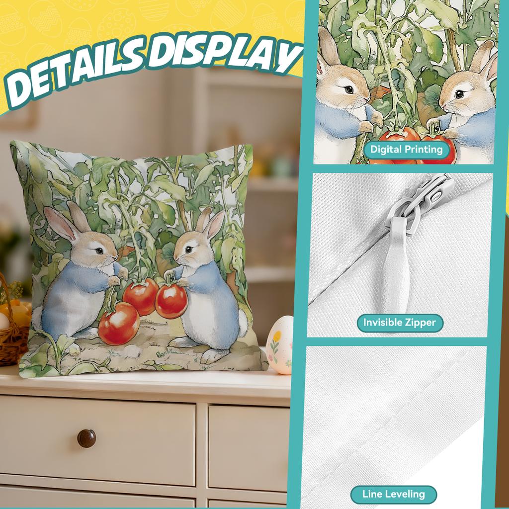 Easter Spring Bunny Cushions Pillowcase Polyester Cushion Cover Throw Pillow Pillowcover Home Car Sofa Decor