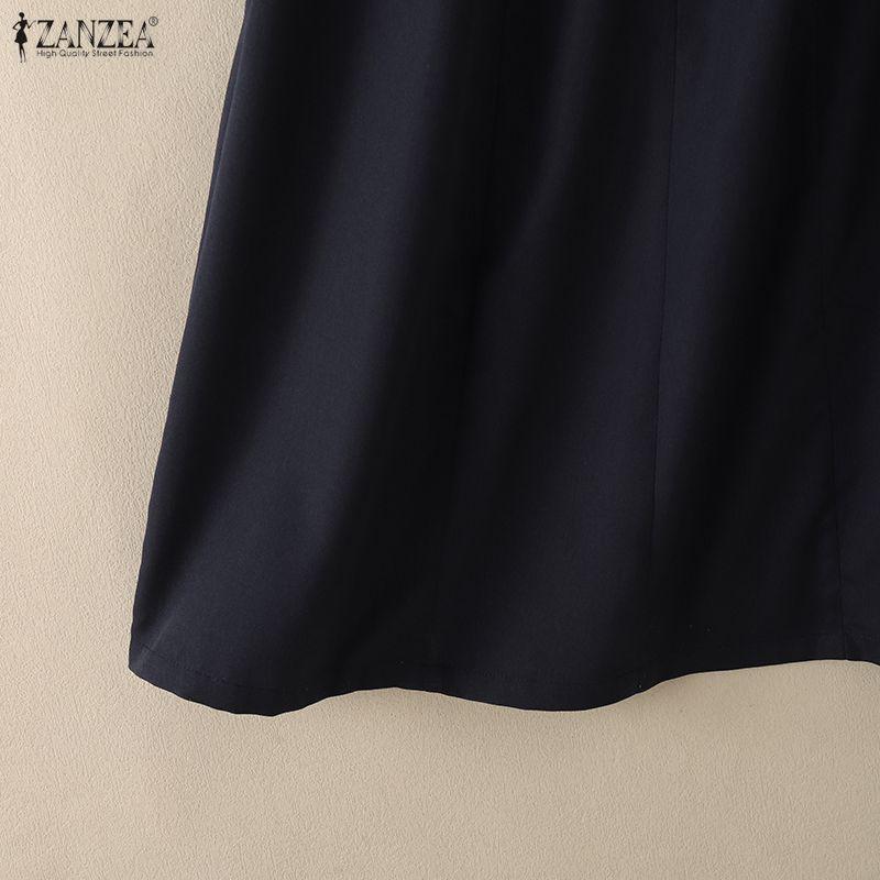 ZANZEA Women Summer V-Neck Solid Color Casual Sleeveless Dress