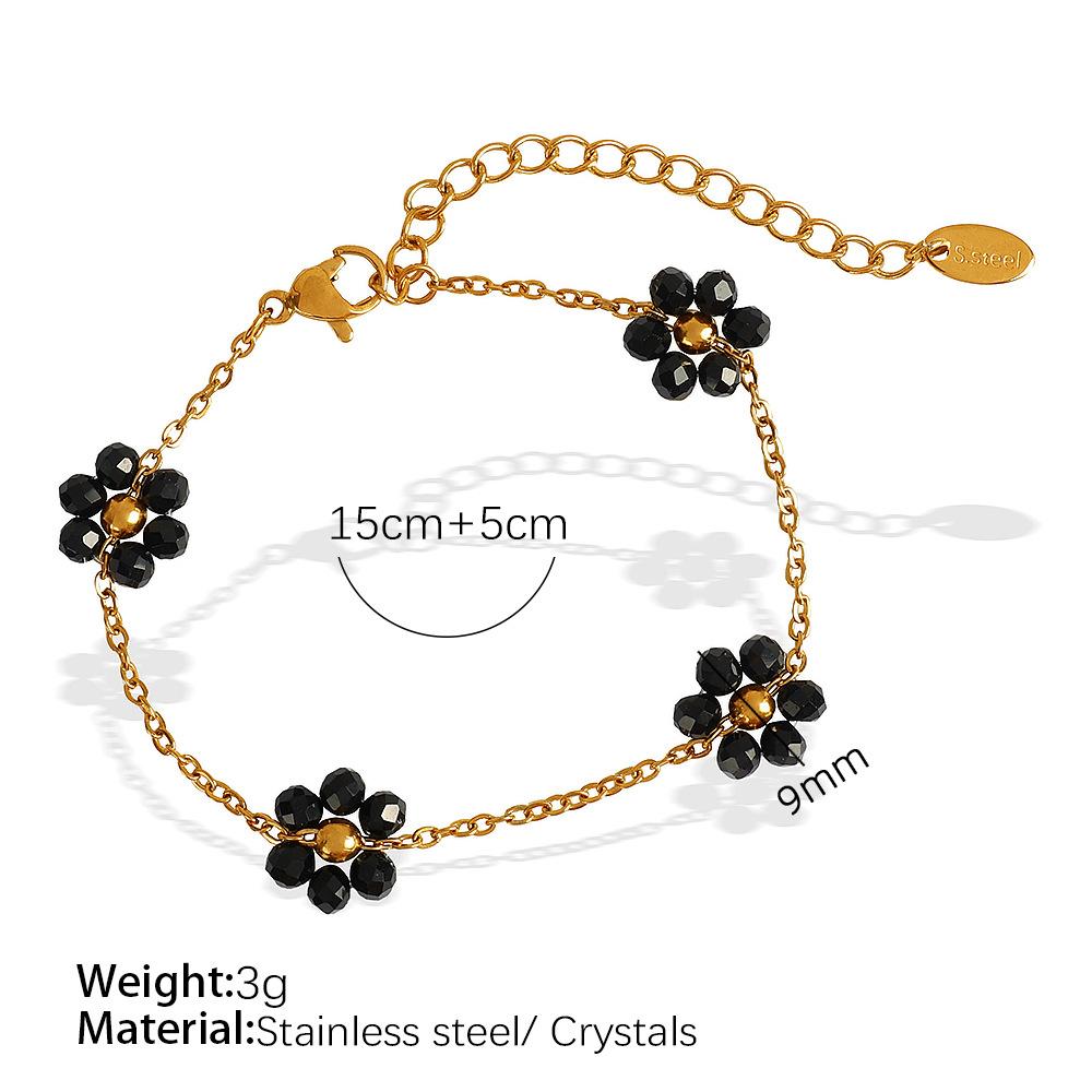 Diy Jewelry Crystal Necklace Summer Cute Colored Crystal Woven Flower Handmade Chain Jewelry Woman